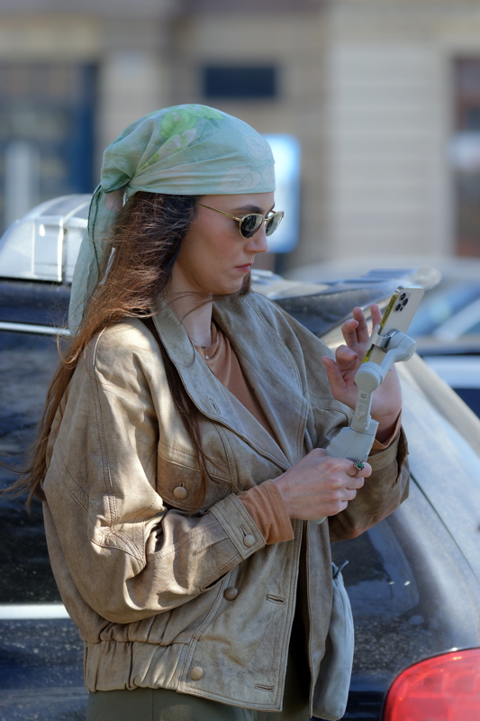 Woman fingering phone 2